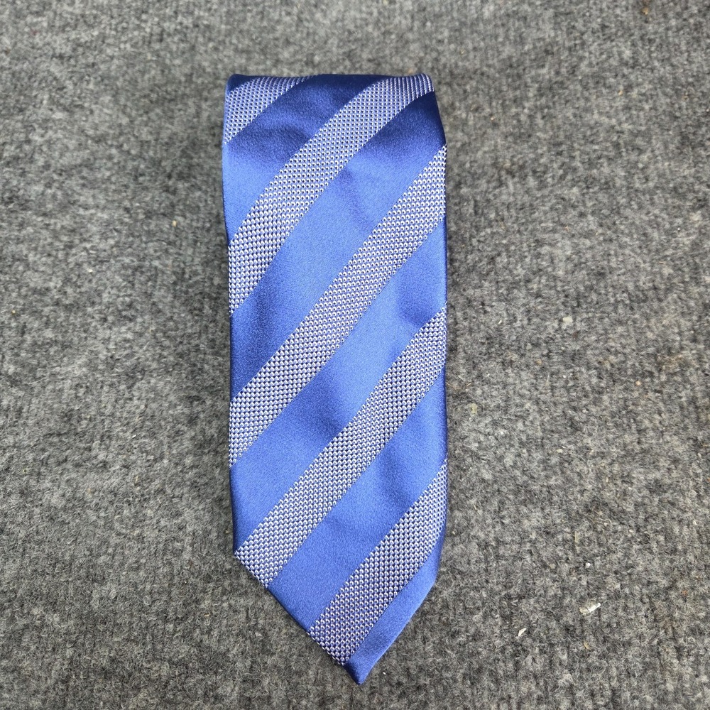 Brioni Silk Tie Men Blue Striped Diagonal Hand Made in Italy Luxury